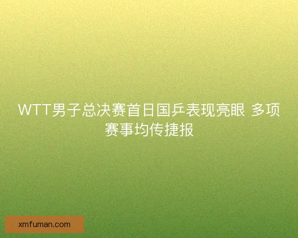 WTT男子总决赛首日国乒表现亮眼 多项赛事均传捷报
