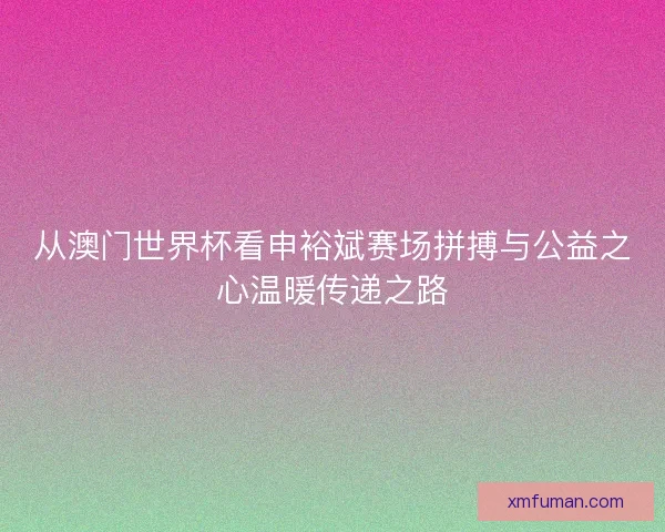 从澳门世界杯看申裕斌赛场拼搏与公益之心温暖传递之路