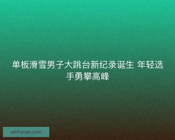 单板滑雪男子大跳台新纪录诞生 年轻选手勇攀高峰